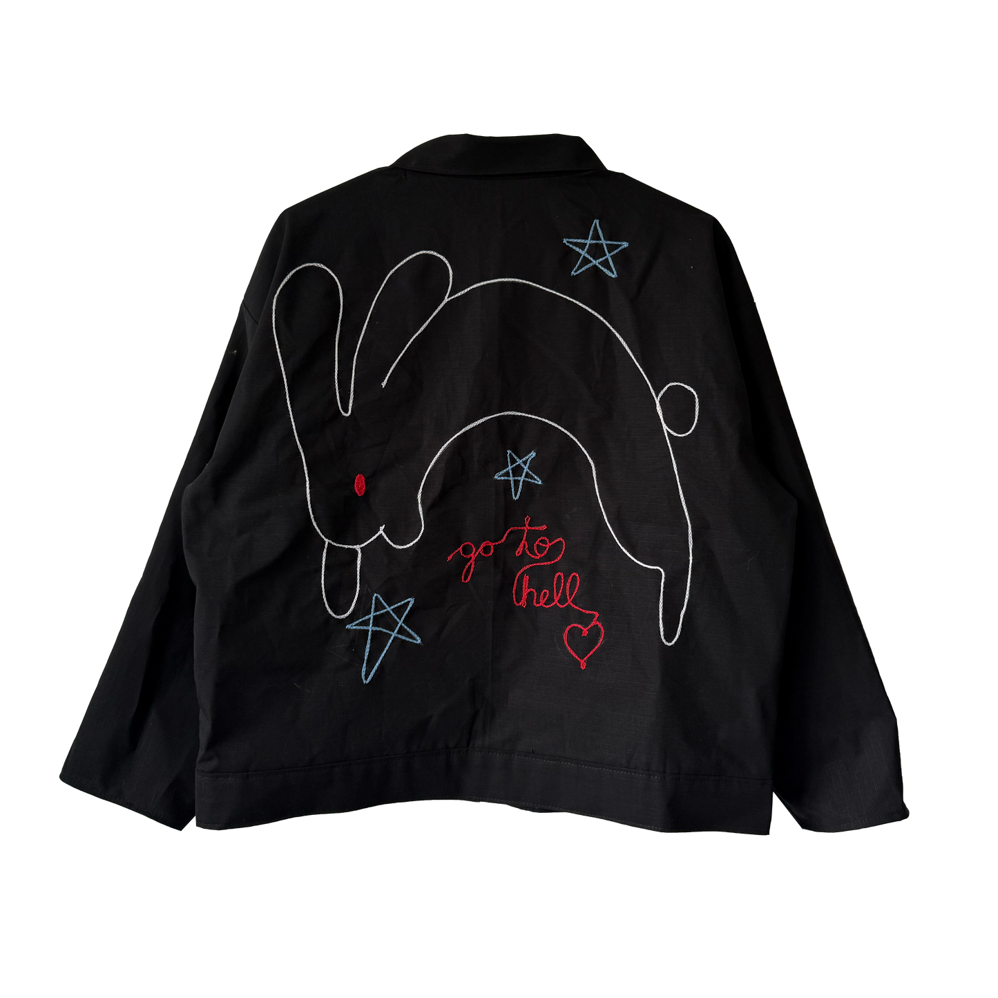 August 16th 2025 (Go To Hell) SIZE SMALL/MEDIUM - One Of A Kind Chain Stitched Jacket (Copy) (Copy)