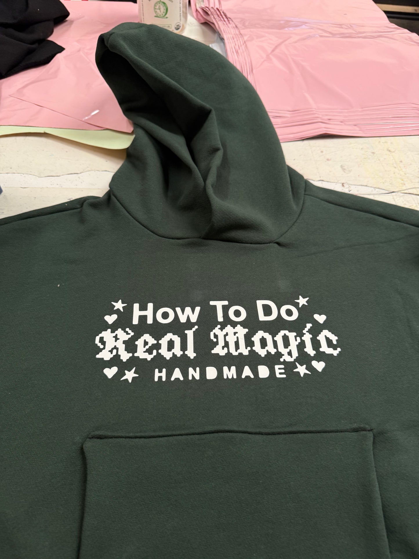 One Step Forward - 1/1 Handmade 18oz Hoodie Pine Green