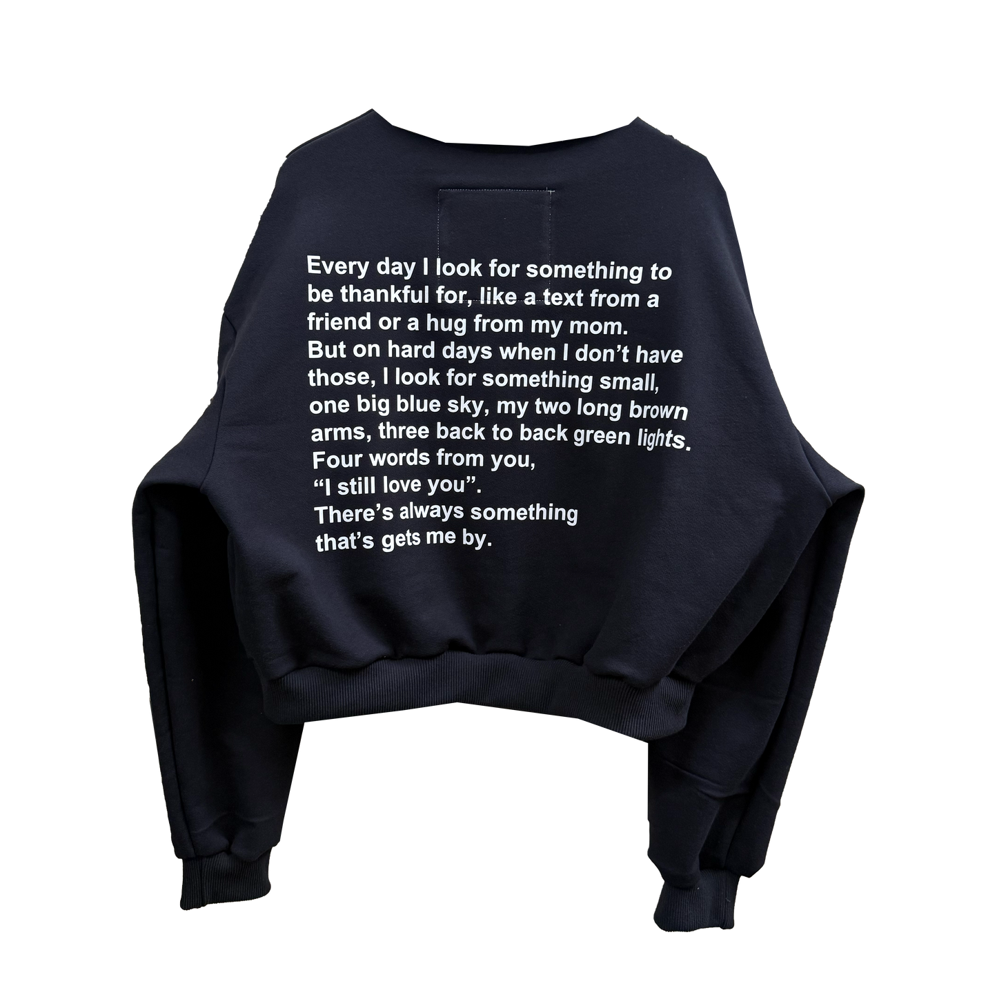 Thankful Hopper - 1/1 Washed Black Raw Neck Crewneck