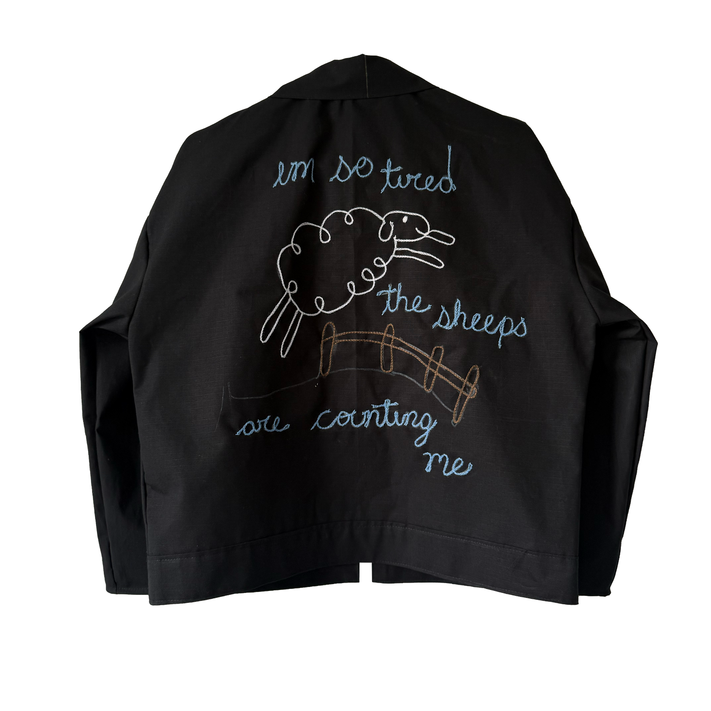 August 16th 2025 (I'm So Tired) SIZE SMALL/MEDIUM - One Of A Kind Chain Stitched Jacket (Copy)