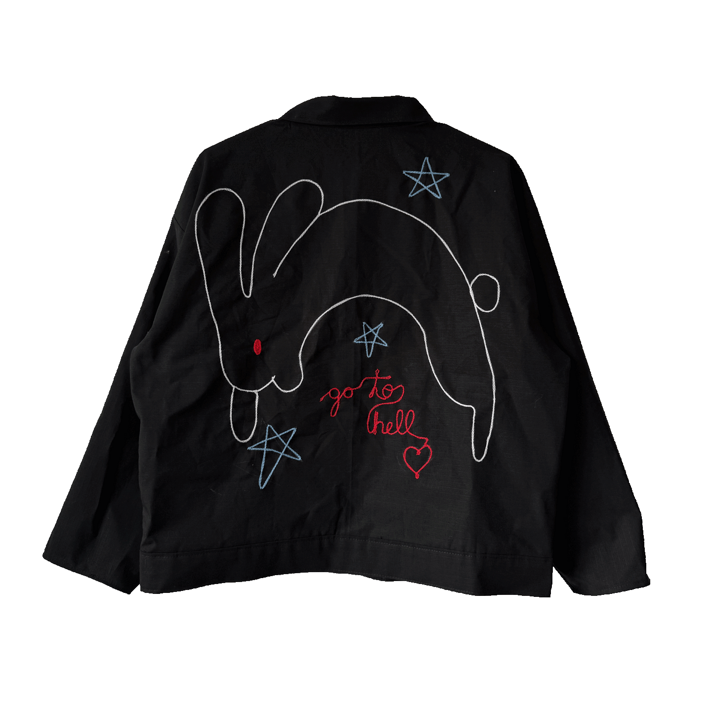 August 16th 2025 (Go To Hell) SIZE SMALL/MEDIUM - One Of A Kind Chain Stitched Jacket (Copy) (Copy)