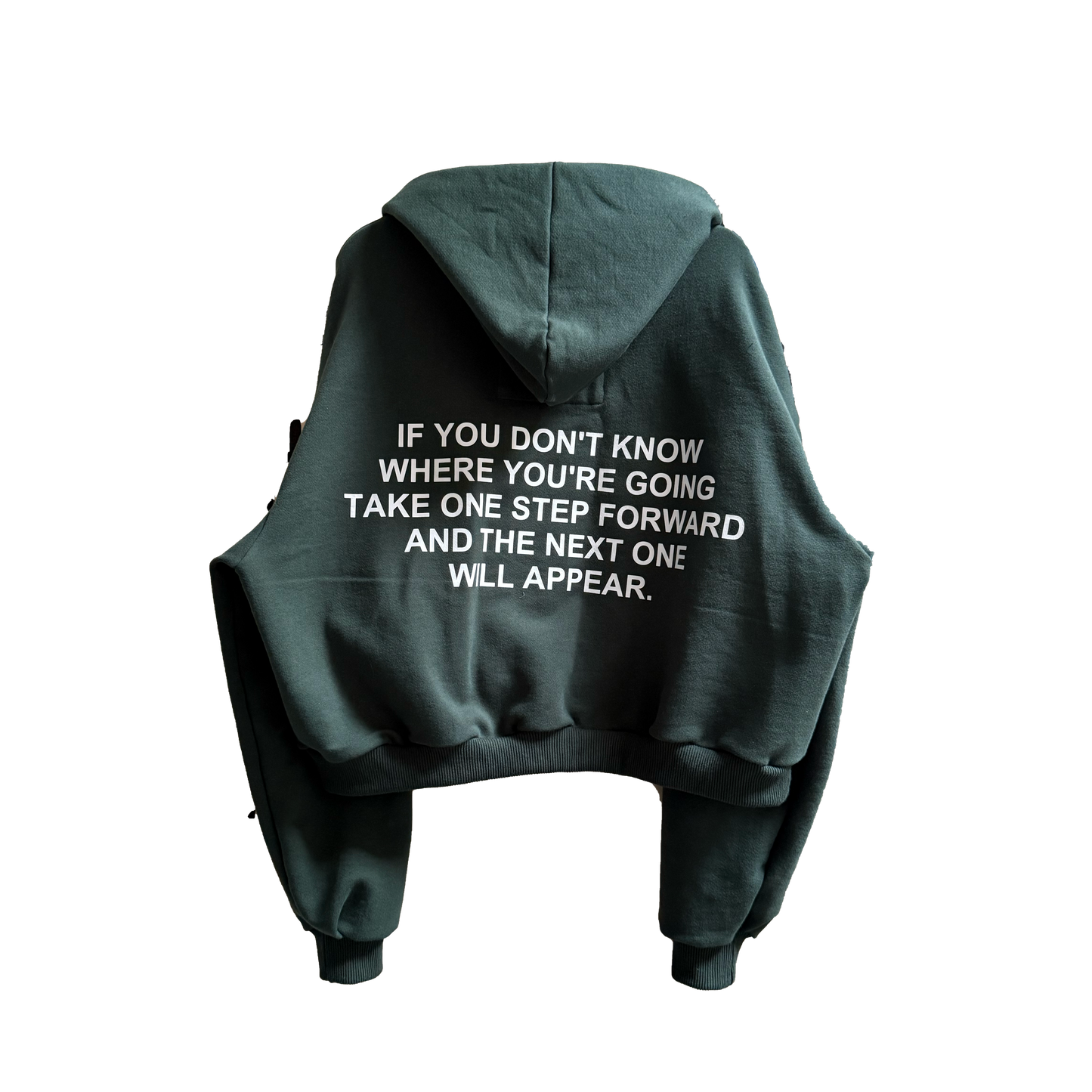 One Step Forward - 1/1 Handmade 18oz Hoodie Pine Green
