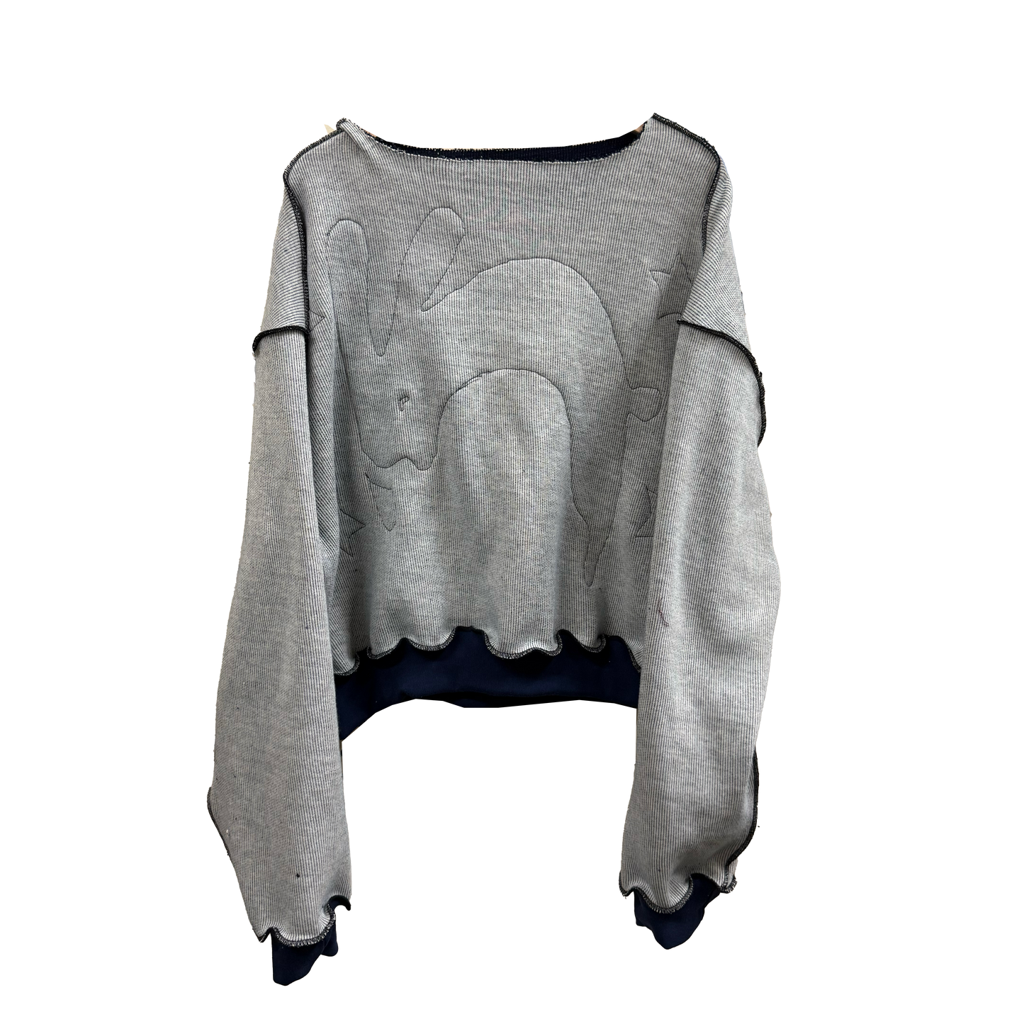 Reversible Hopper - Ribbed Soft Wool Blend Raw Neck Crewneck