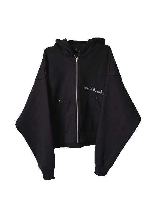 Suffering -  Embroidered Black Rivet Zippy