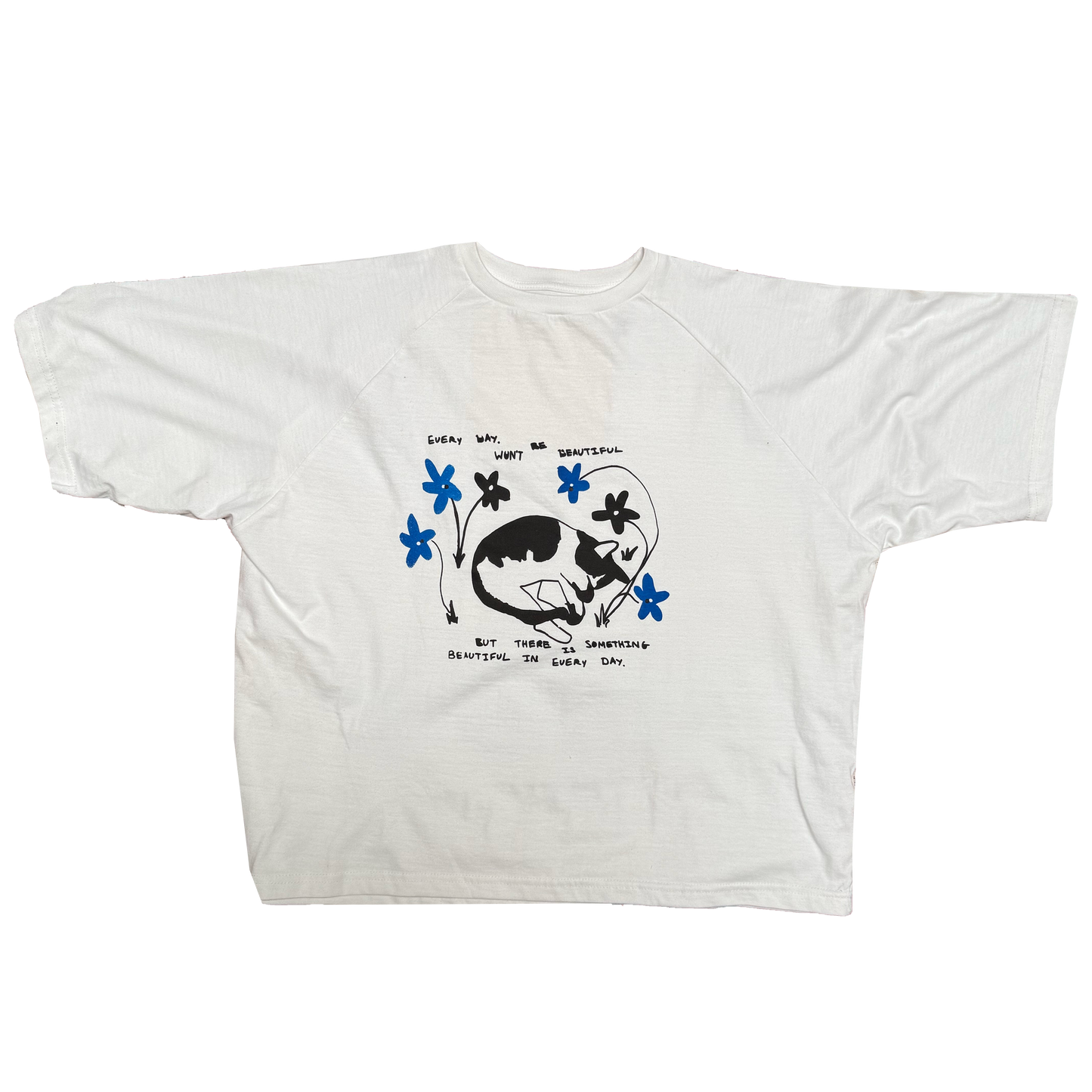 Every day CAT be beautiful- Heavy Boxy Raglan Tee Black White