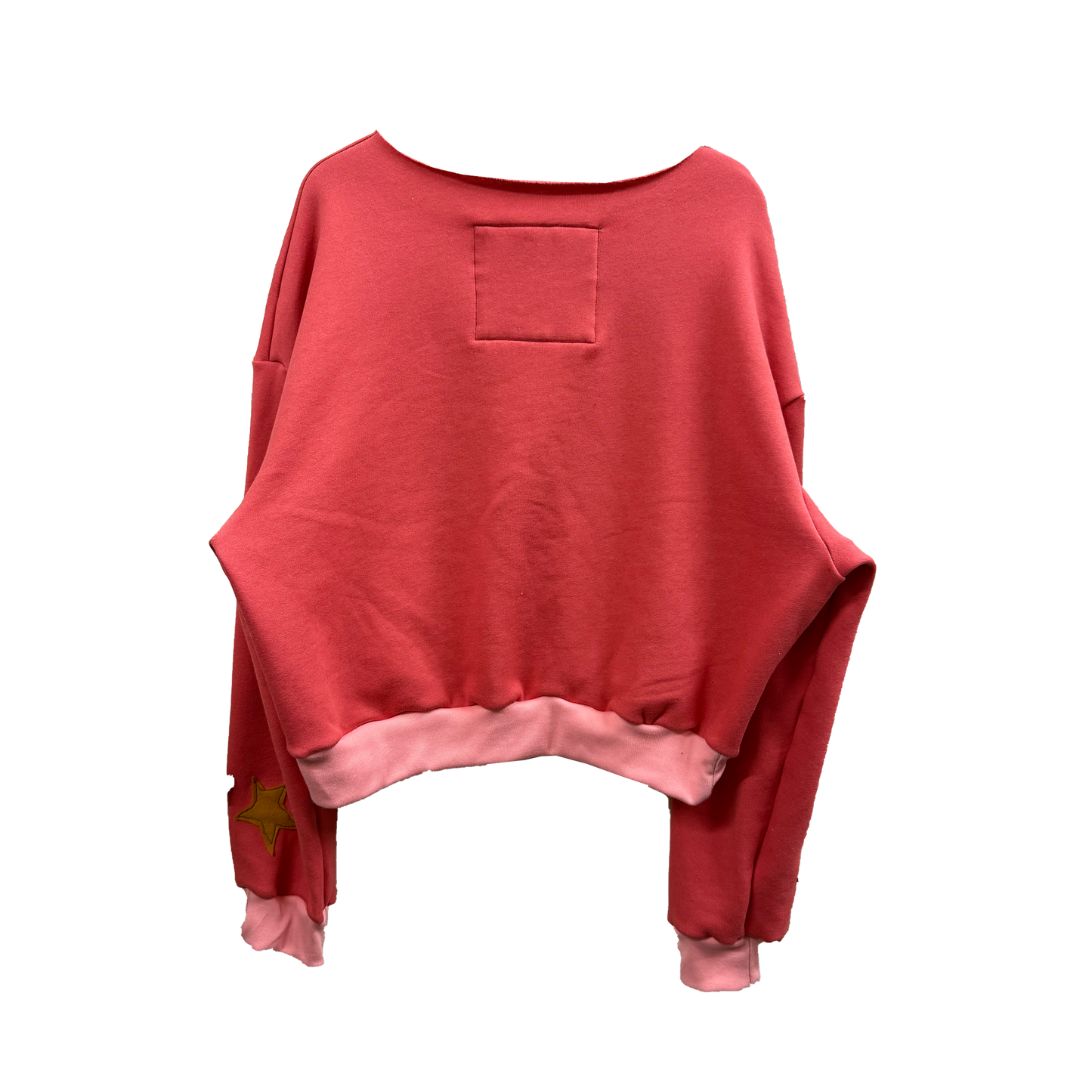 Super Hopper- Coral Baby Fleece Raw Neck Crewneck