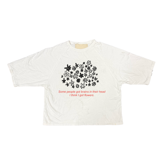 I Got Flowers - Heavy Boxy Raglan Tee White