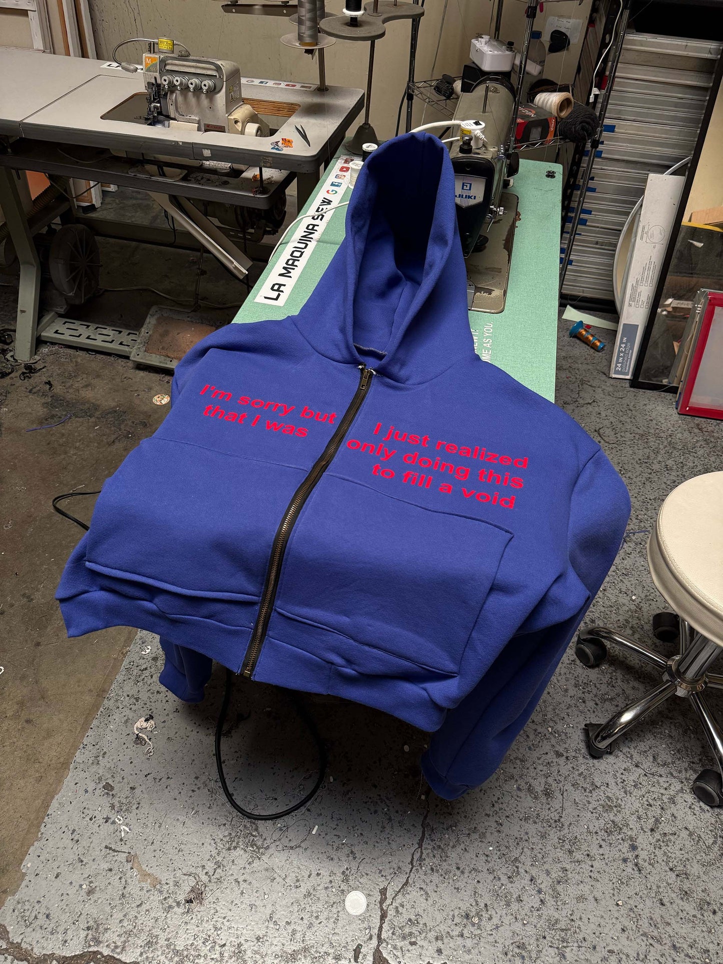 Fill A Void - 1/1  Handmade Heavy Fleece Zipper Hoodie (Periwinkle)