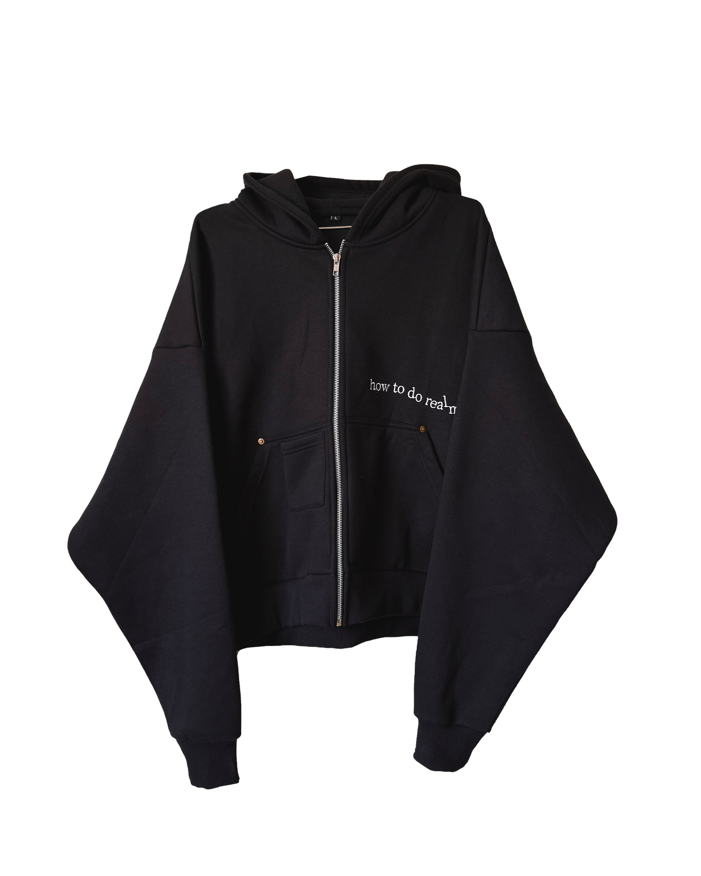 Suffering -  Embroidered Black Rivet Zippy