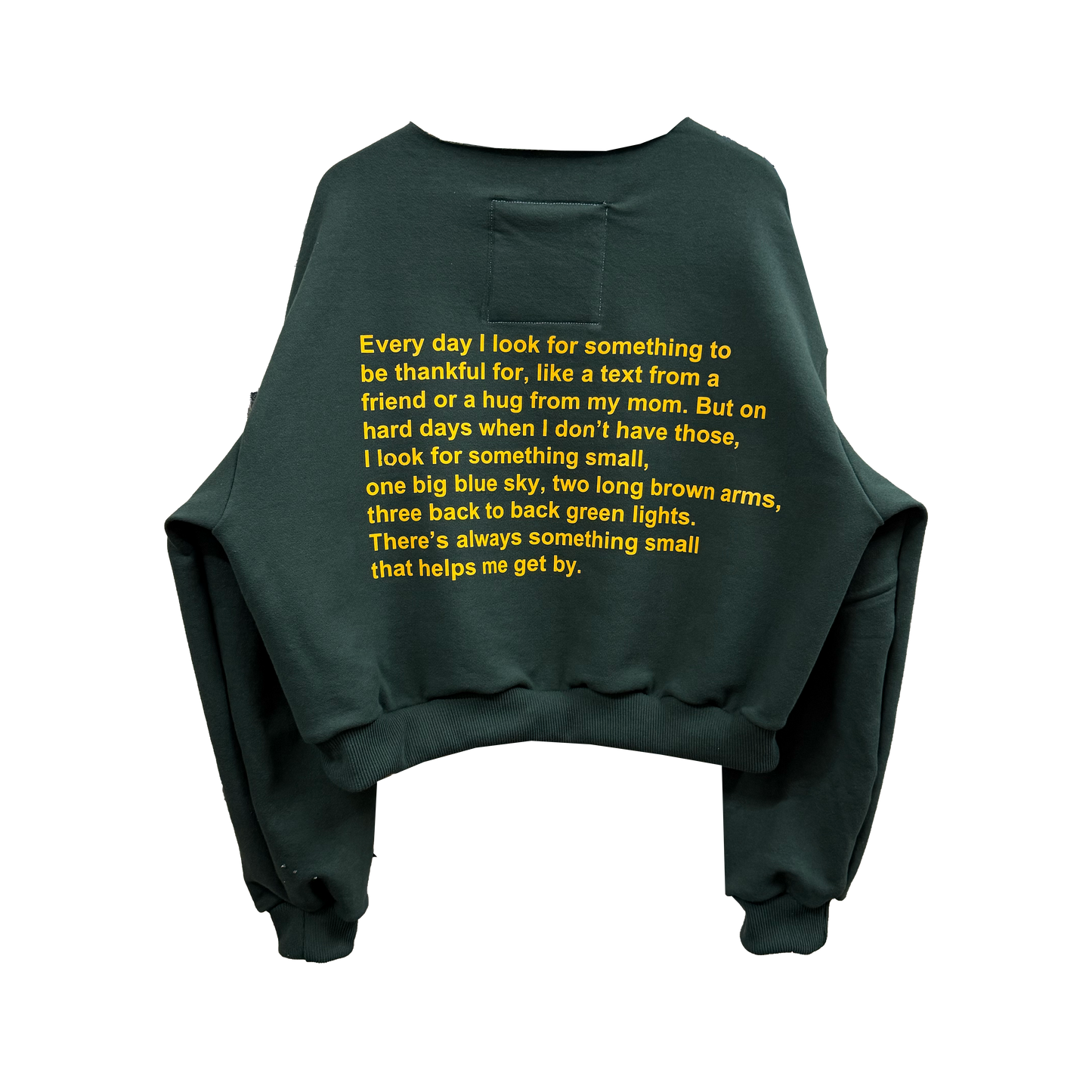 Thankful Hopper - 1/1  Alpine Green Raw Neck Crewneck