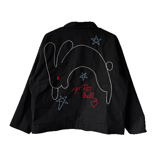 August 16th 2025 (Go To Hell) SIZE SMALL/MEDIUM - One Of A Kind Chain Stitched Jacket (Copy) (Copy)