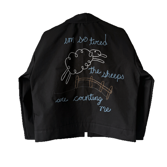 August 16th 2025 (I'm So Tired) SIZE SMALL/MEDIUM - One Of A Kind Chain Stitched Jacket (Copy)