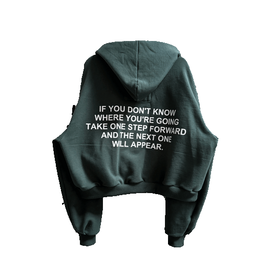 One Step Forward - 1/1  Handmade 18oz Hoodie Pine Green