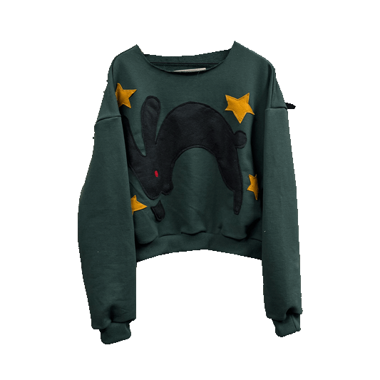 Thankful Hopper - 1/1  Alpine Green Raw Neck Crewneck