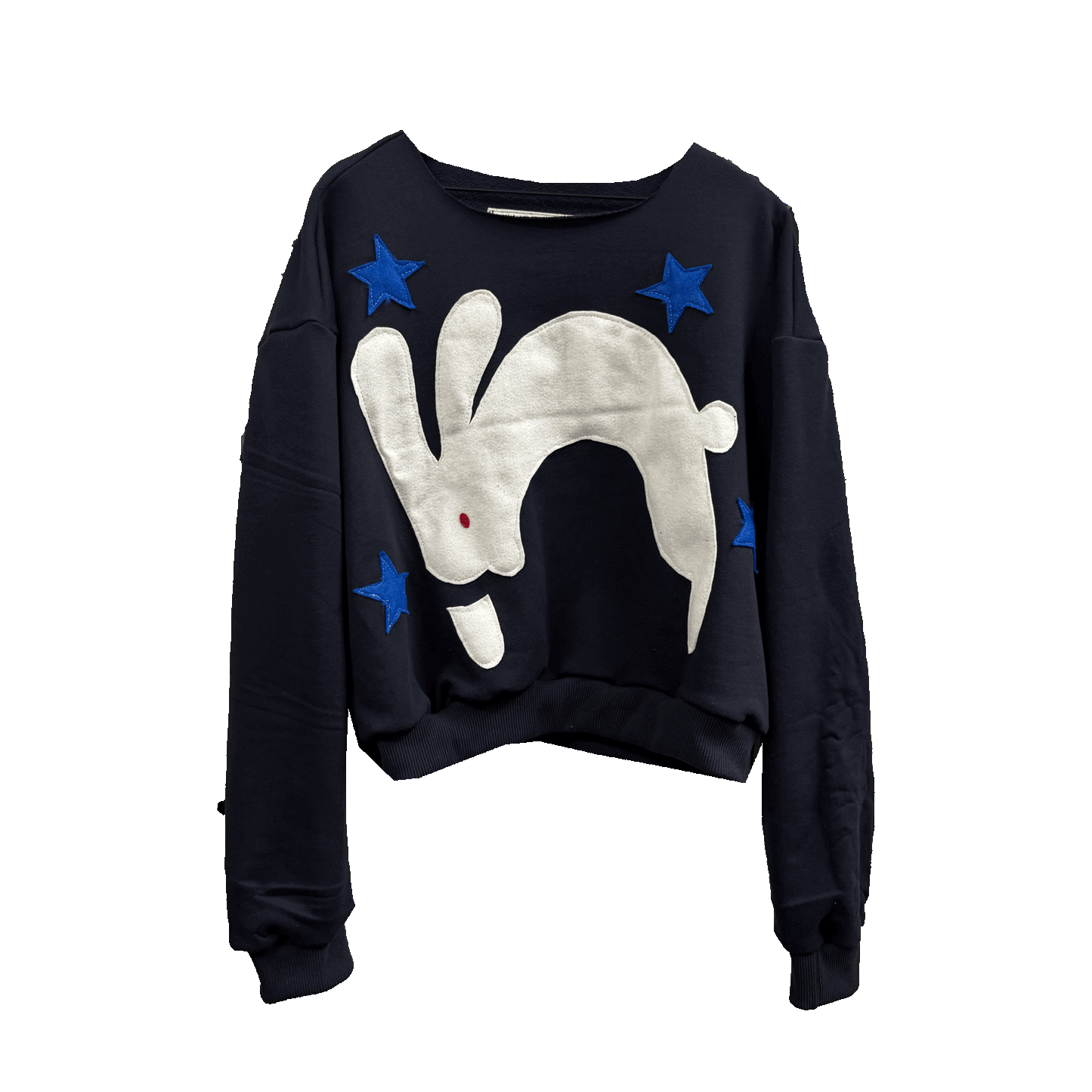 Thankful Hopper - 1/1  Washed Black Raw Neck Crewneck