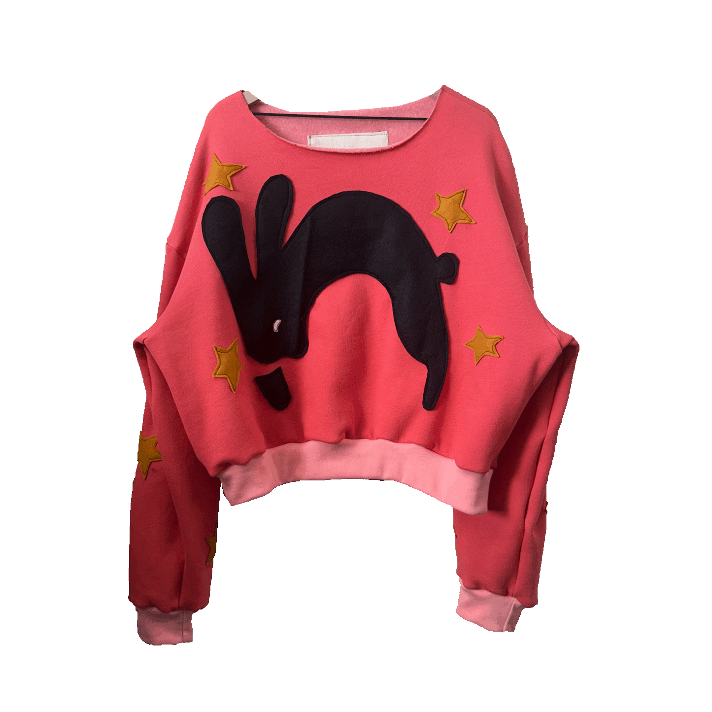Super Hopper- Coral Baby Fleece Raw Neck Crewneck