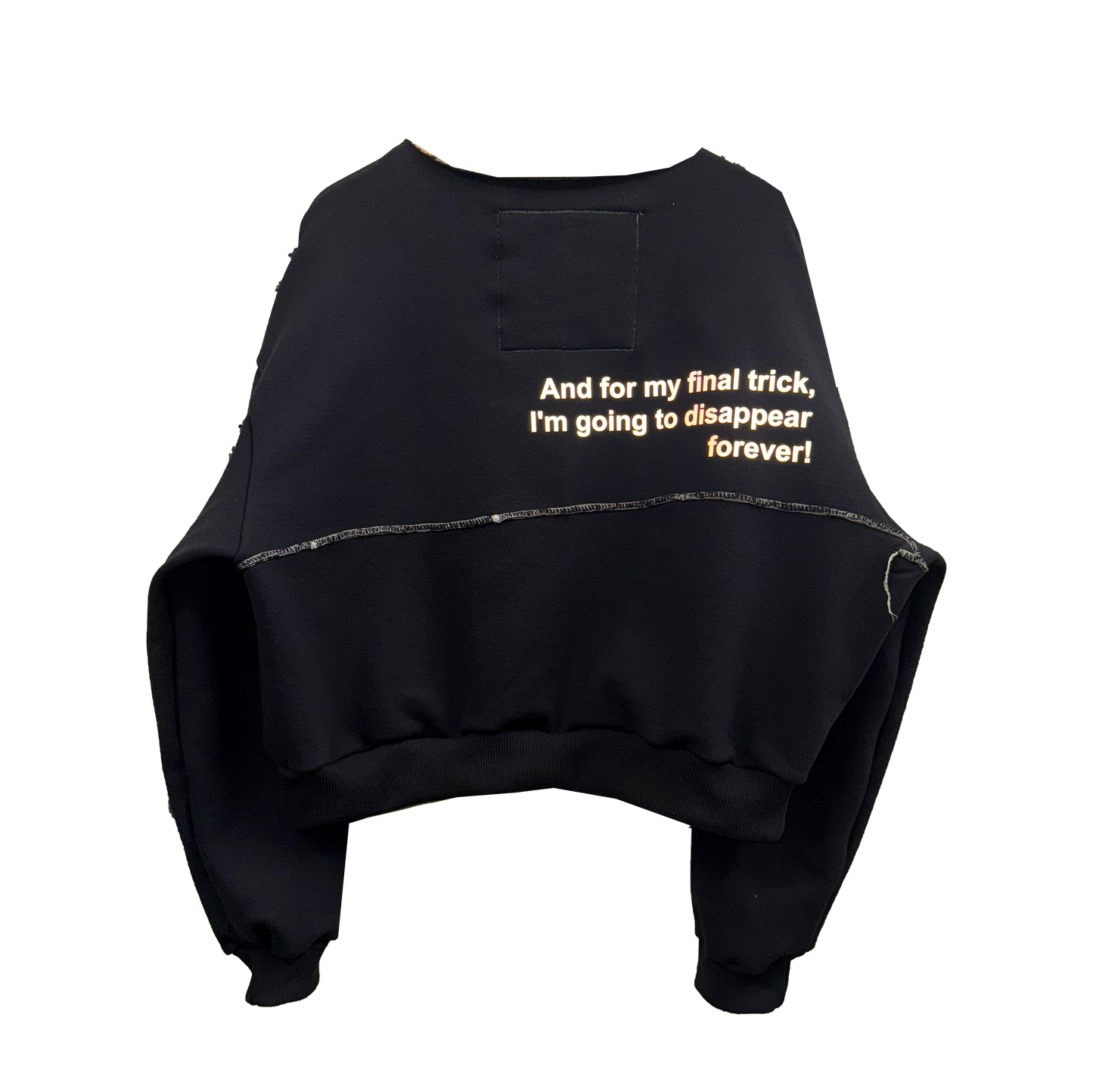 Red and Gold Hopper - 1/1  Washed Black Raw Neck Crewneck