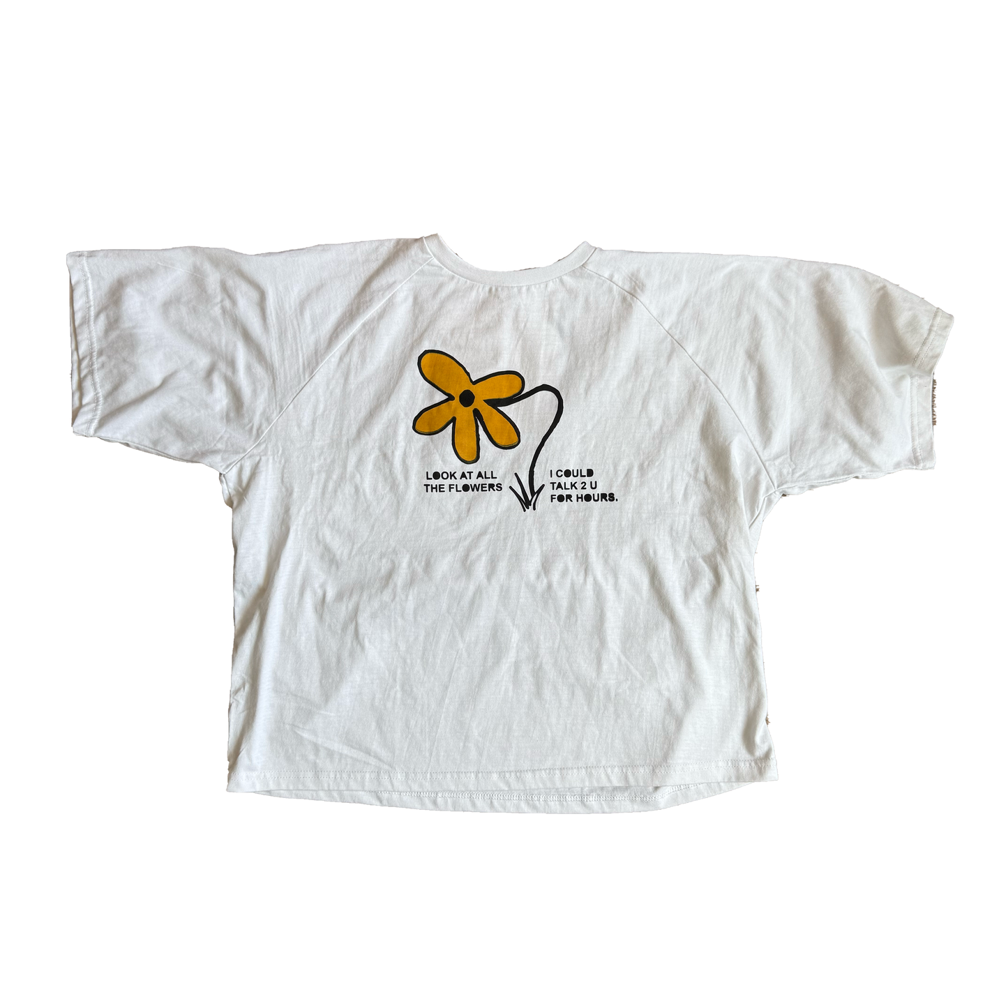 Look at all the flowers (Ochre) - Heavy Boxy Raglan Tee Black White