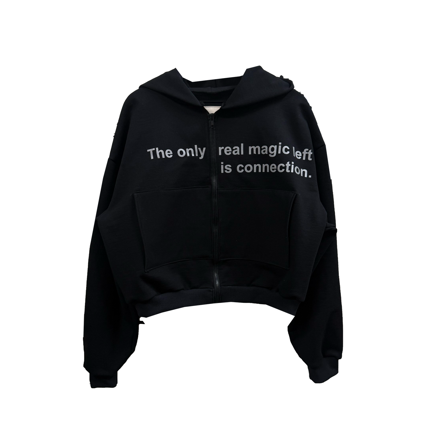 Connection - 1/1  Handmade Heavy Fleece Zipper Hoodie (Jet Black)