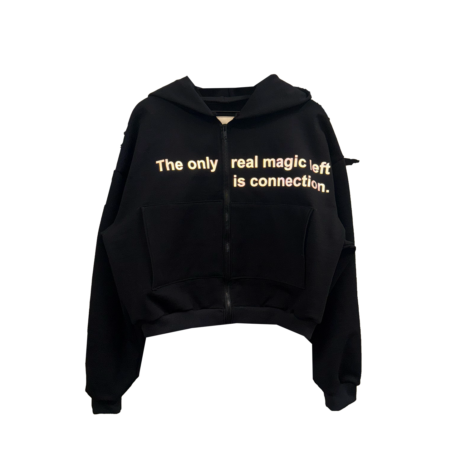 Connection - 1/1  Handmade Heavy Fleece Zipper Hoodie (Jet Black)