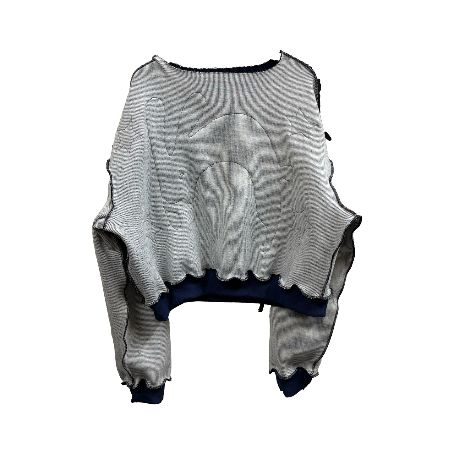 Reversible Hopper  -  Ribbed Soft Wool Blend Raw Neck Crewneck